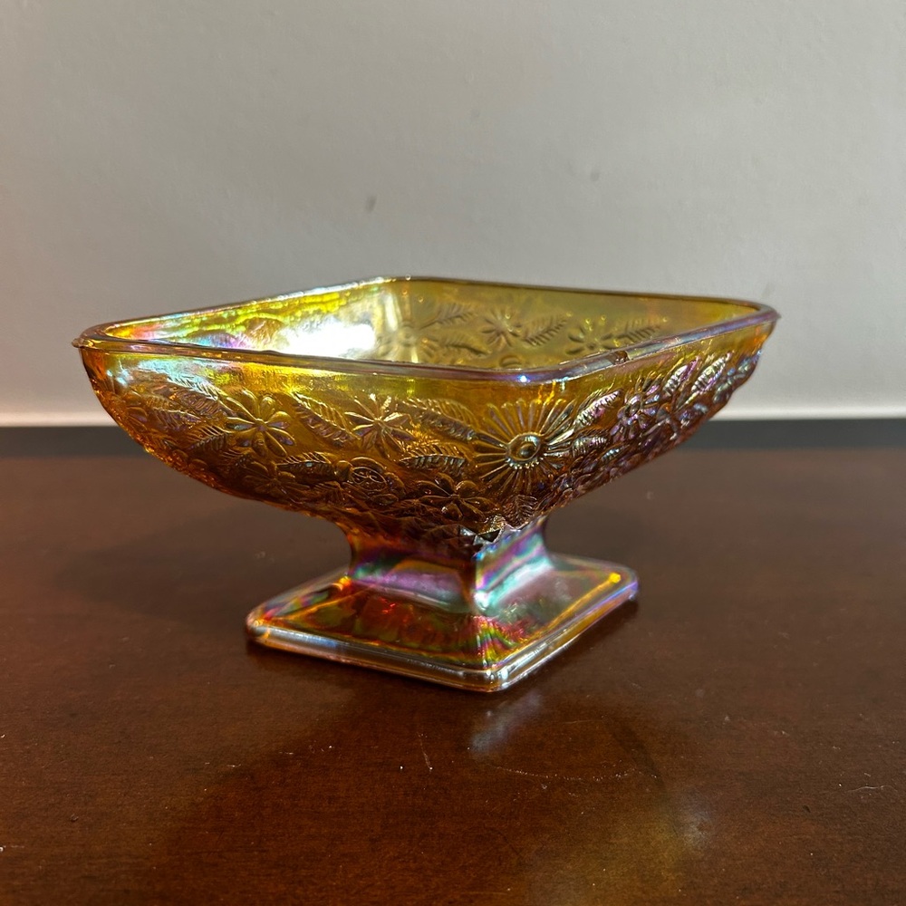 1930’s Carnival Iridescent Glass Decorative Candy Bowl